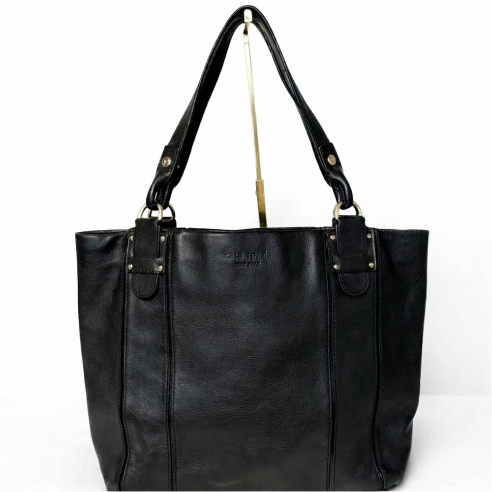 Kate Spade New York Black Leather Small Open Tote Shoulder Bag